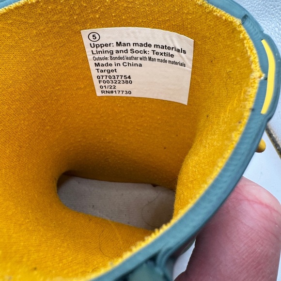 Target Toddler Size 5 Boys Blue Green and Yellow Dinosaur Rain Boots Rainboots - Picture 6 of 9